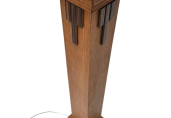 Art Deco Modernist Floor Lamp with Shantung Silk Shade, 1920s